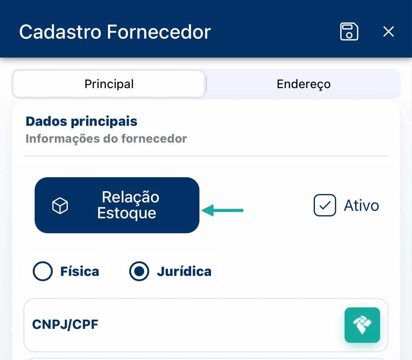 alt: Imagem de exemplo de como o botão da Relação Estoque é apresentado