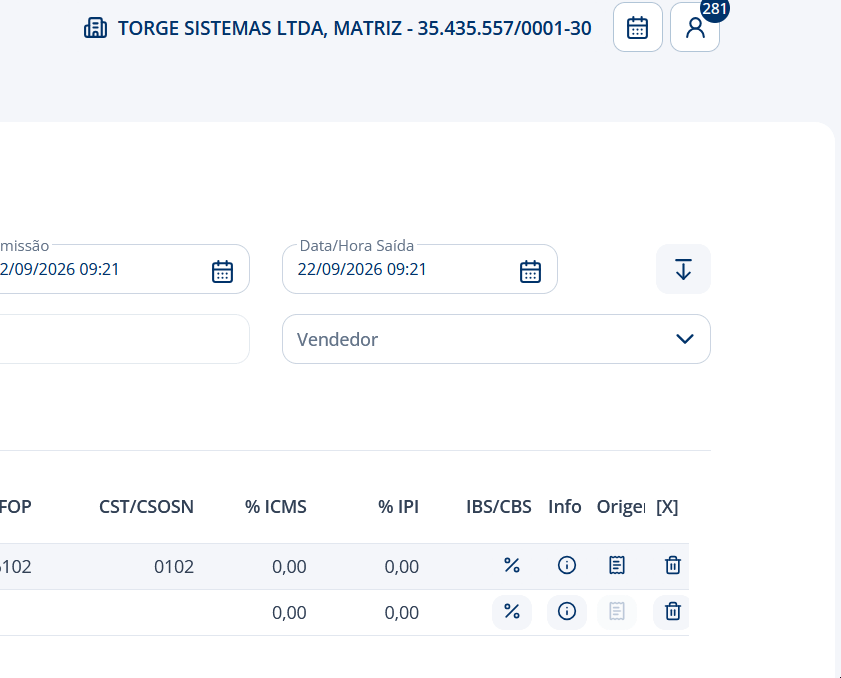 alt: Notificação sobre produto com tabela de preço na inclusão da venda