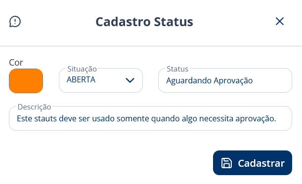 alt: imagem da tela de cadastro de stauts da Ordem de Serviço