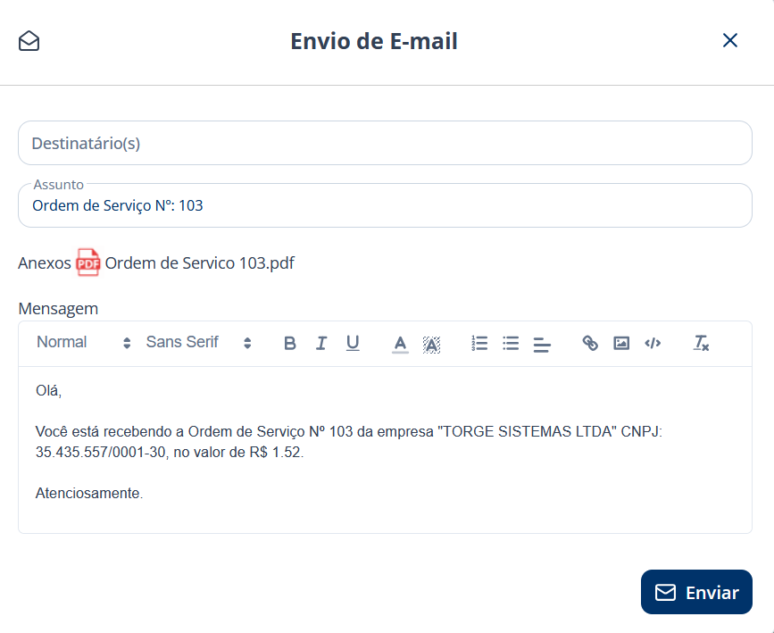 alt: imagem da tela de envio de e-mail da Ordem de Serviço